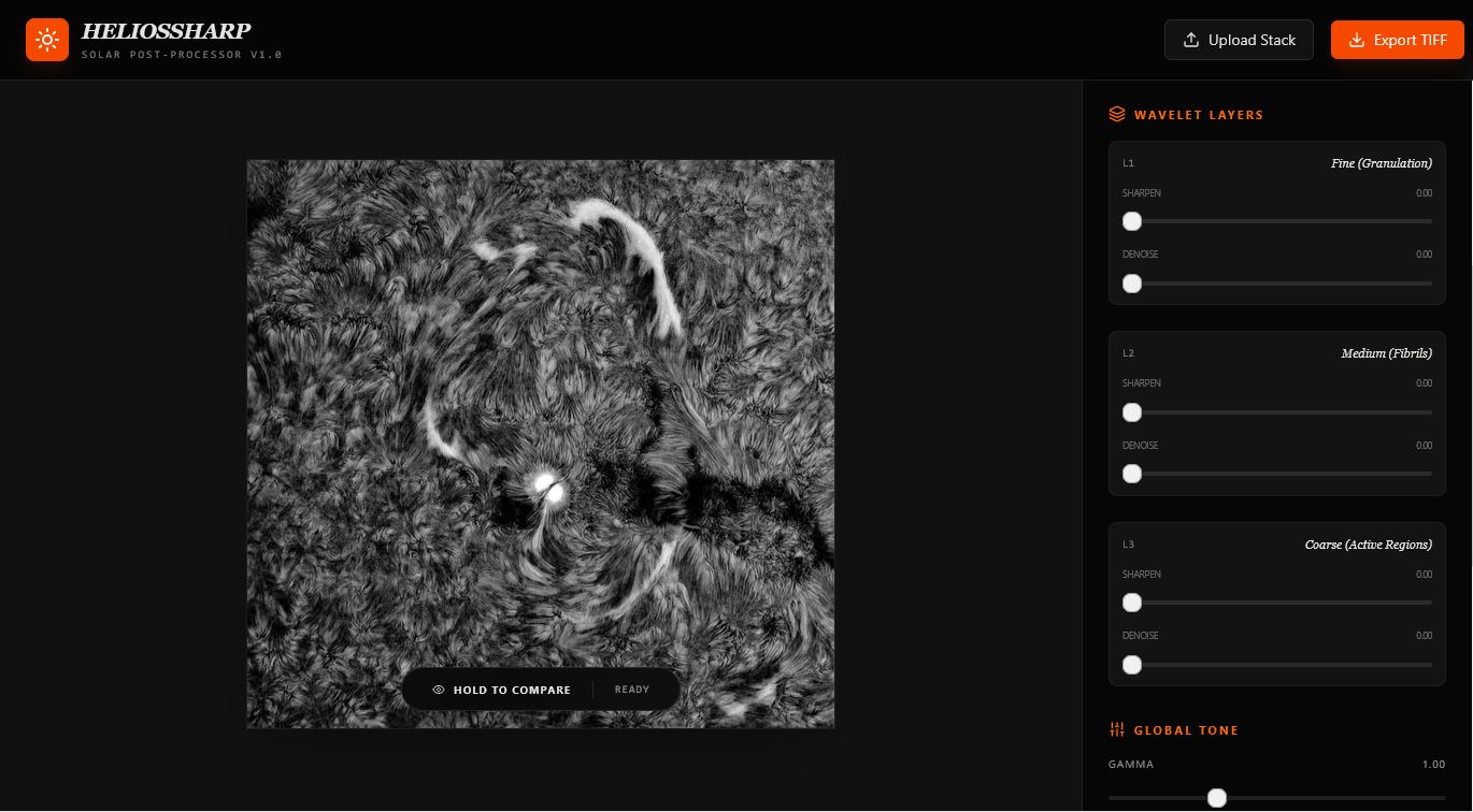 The HeliosSharp interface processing a solar image